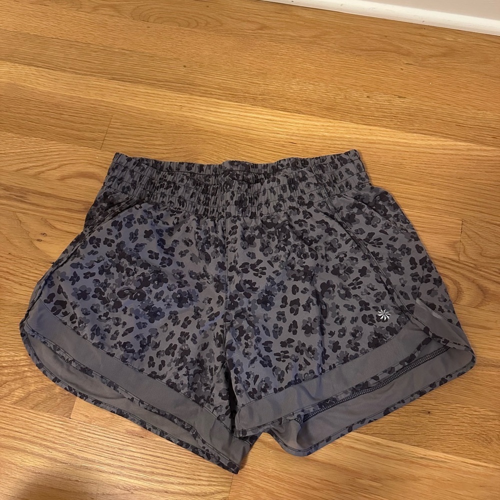 Athleta Grey Floral-Print Athletic Shorts